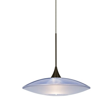 Besa Lighting Spazio Cord Pendant, Blue/Frost, Bronze, 1x35W Halogen 1XT-6294BL-BR